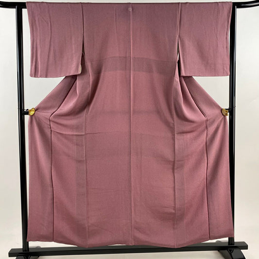 江戶小紋 身長155.5cm 袖長62cm S 雙層 落款あり 萬筋 絞織 紅紫 純蠶絲 秀品級 一つ紋