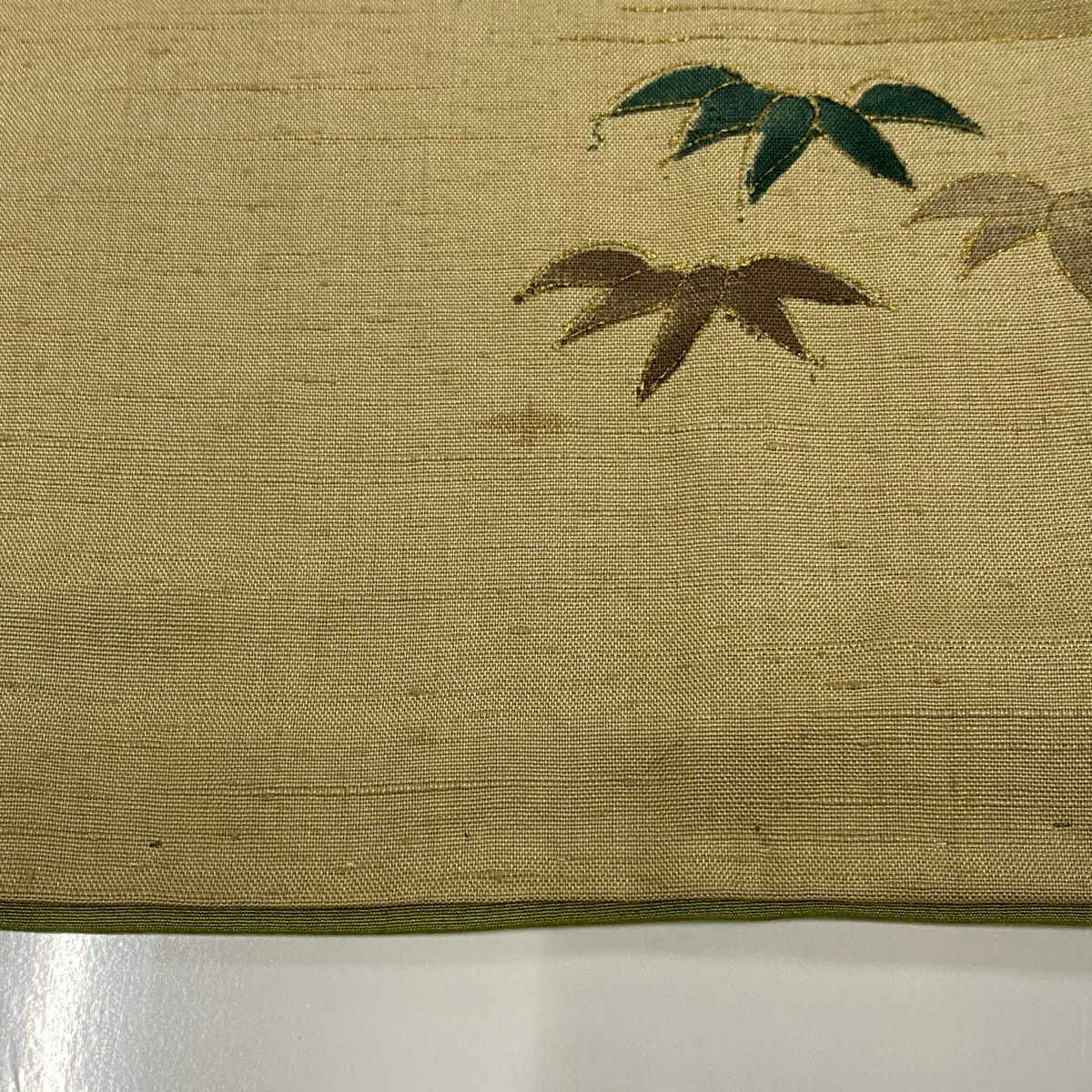 訪問服 身長152cm 袖長63.5cm S 雙層 紬織織 家屋 松樹 金銀彩 米色 純蠶絲 優品級