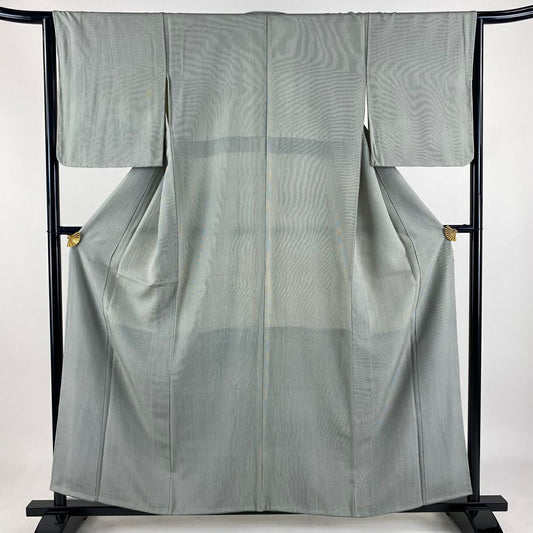 江戶小紋 身長157.5cm 袖長63cm S 雙層 落款あり 萬筋 灰綠 純蠶絲 秀品級