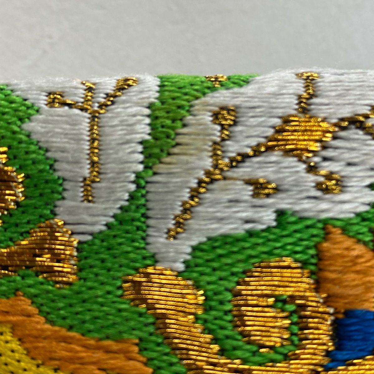 袋帶 秀品級 華紋 金銀絲 黑 六通 純蠶絲