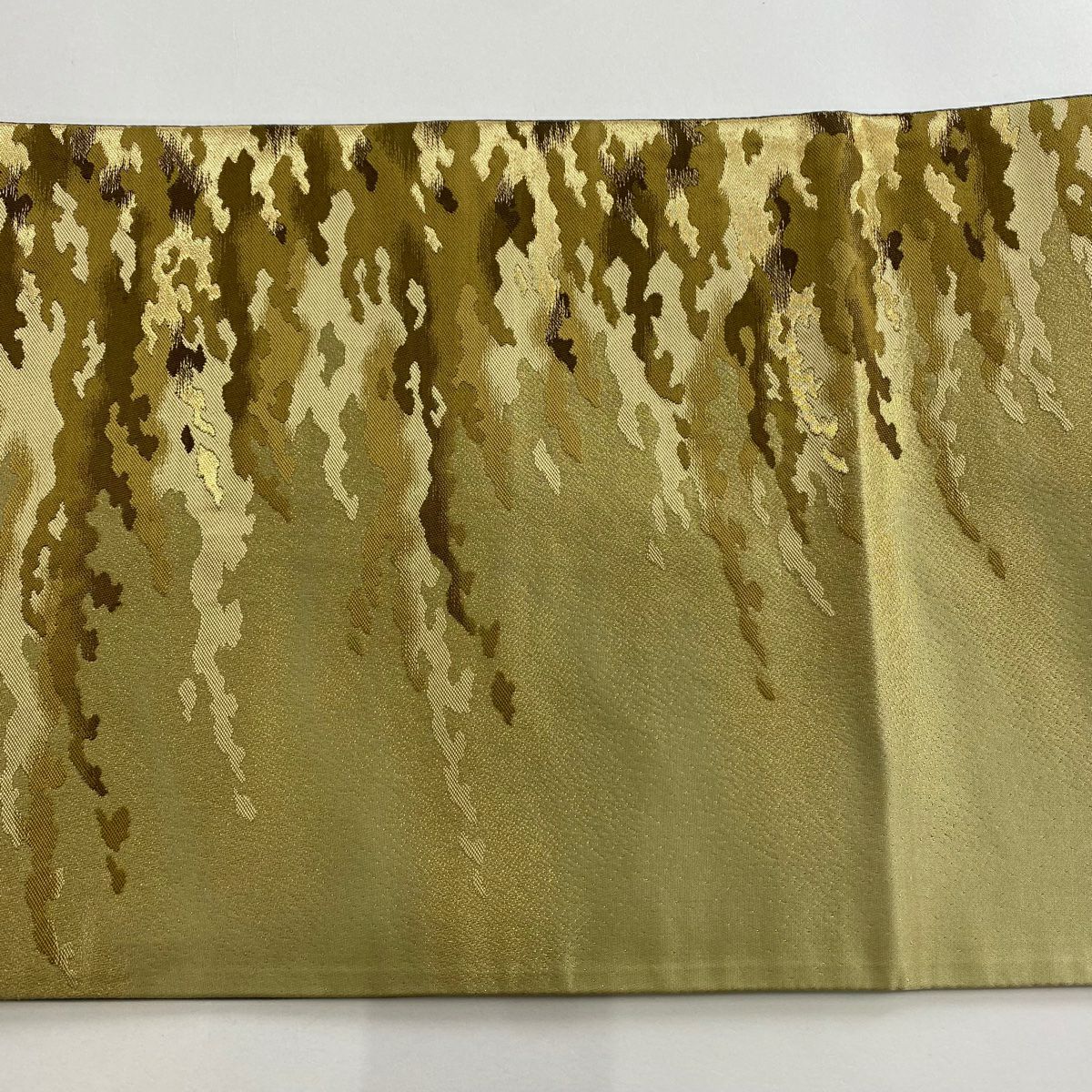 【美品】 袋帶 秀品級 幾何學 金絲 金金箔 金 六通 純蠶絲