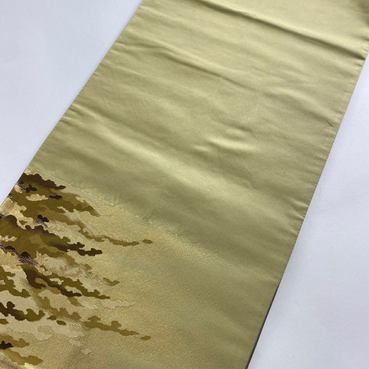 【美品】 袋帶 秀品級 幾何學 金絲 金金箔 金 六通 純蠶絲
