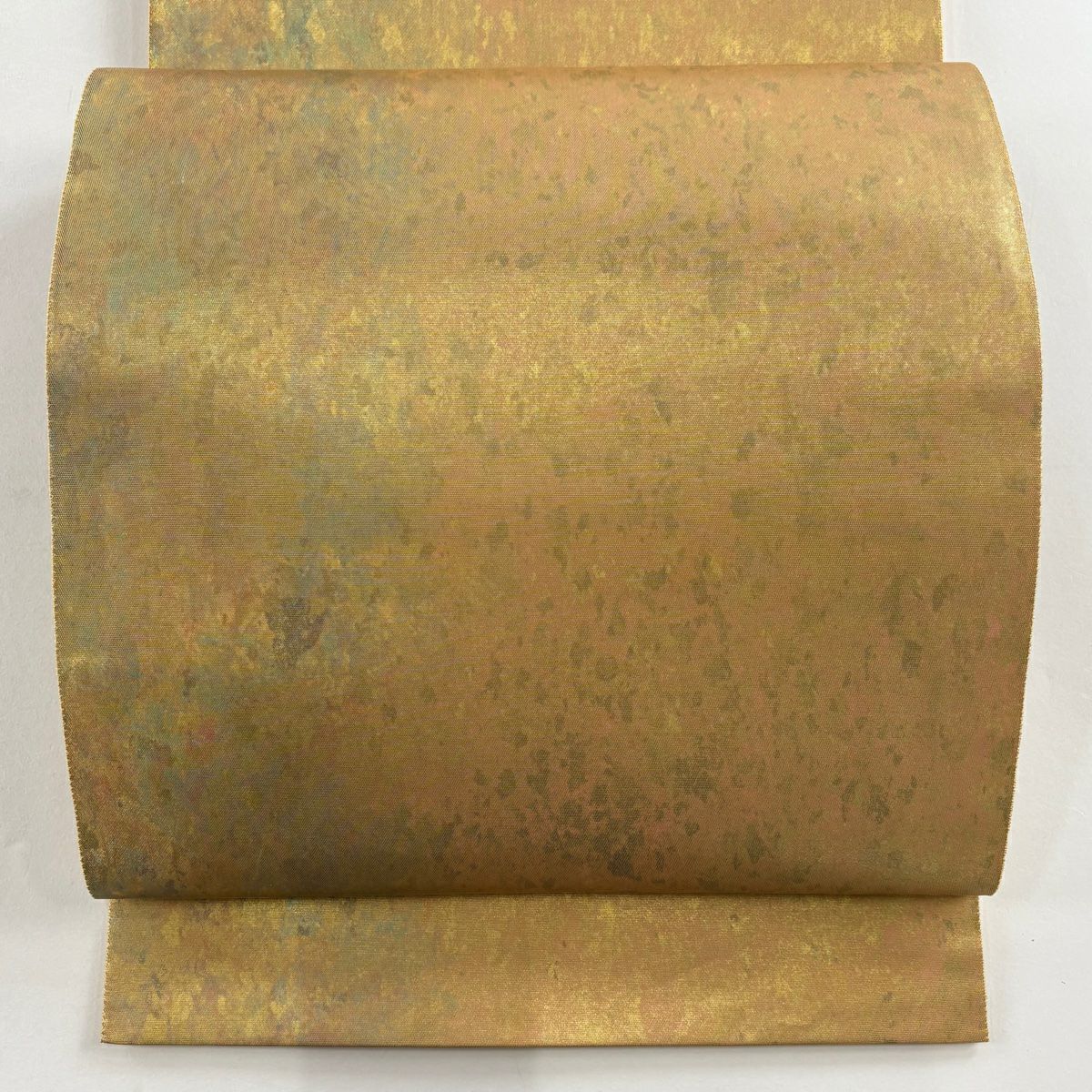 【美品】 袋帶 秀品級 幾何圖案 金金箔 金色 六通 純蠶絲