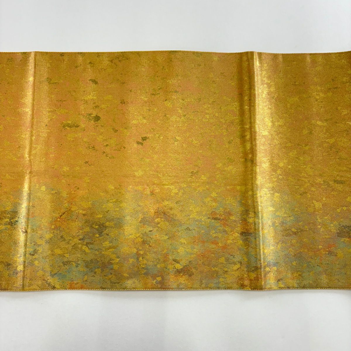 【美品】 袋帶 秀品級 幾何圖案 金金箔 金色 六通 純蠶絲
