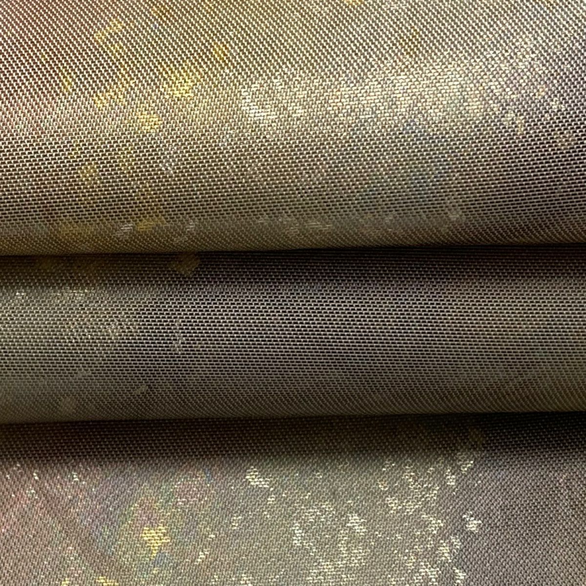【美品】 袋帶 秀品級 證書齊全 幾何圖案 金金箔 漸變 米色 六通 純蠶絲