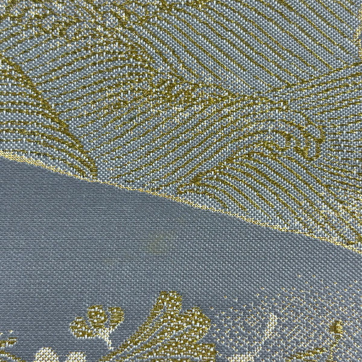 袋帶 秀品級 華紋 鳥 金絲 金金箔 淺紫 六通 純蠶絲