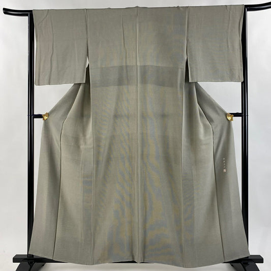 【庫存清倉】 江戶小紋 身長156.5cm 袖長63.5cm S 雙層 保科土山 有落款 行儀 灰綠 純蠶絲 名品級