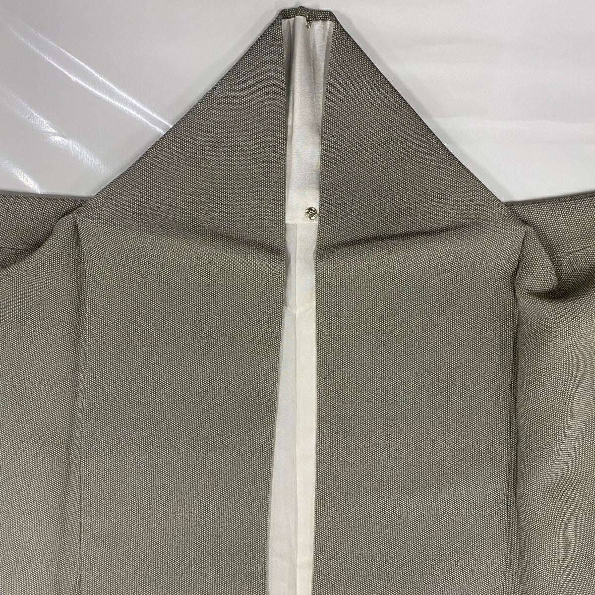 【庫存清倉】 江戶小紋 身長156.5cm 袖長63.5cm S 雙層 保科土山 有落款 行儀 灰綠 純蠶絲 名品級