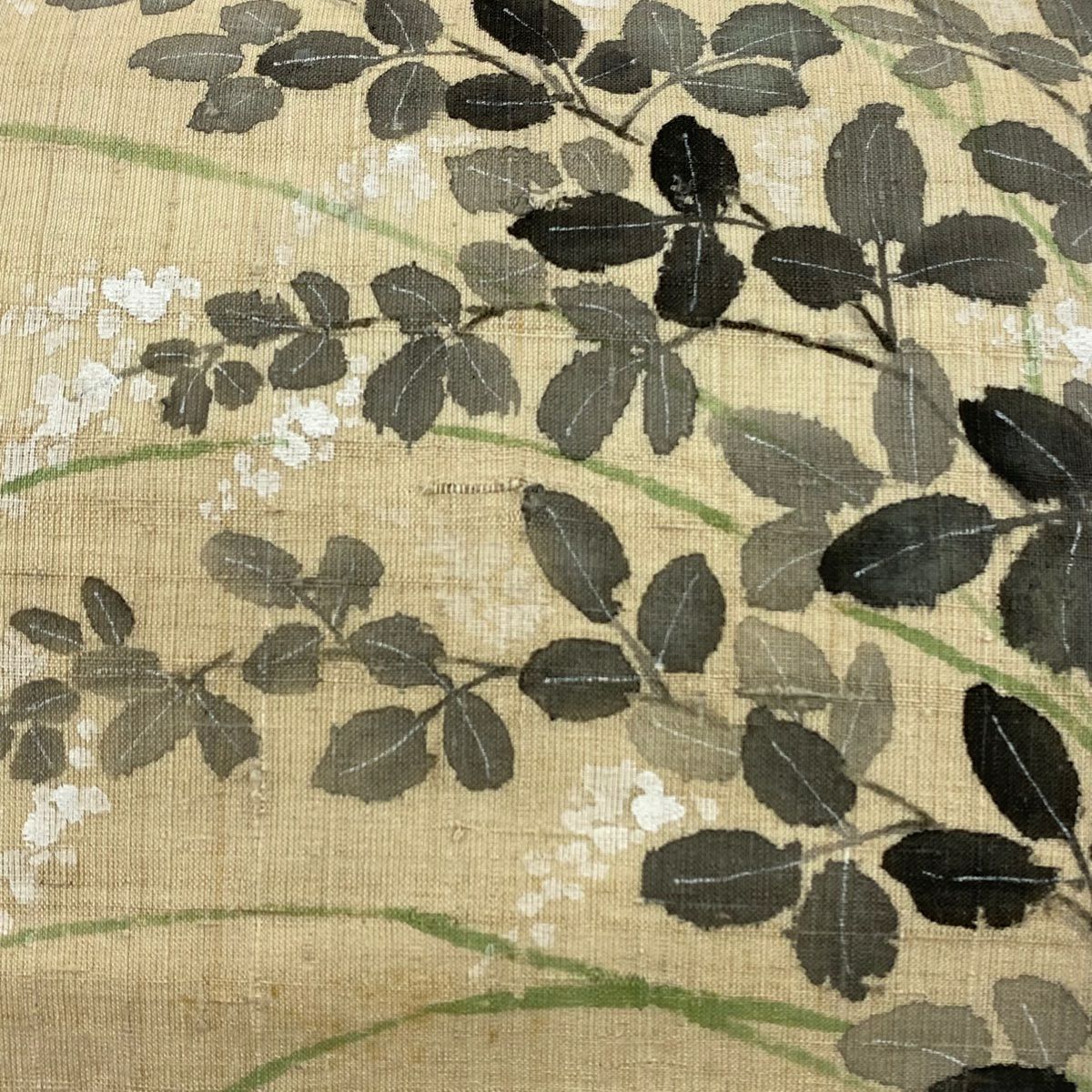 【庫存清倉】 名古屋帶 名品級 草花紋 淺米色 麻