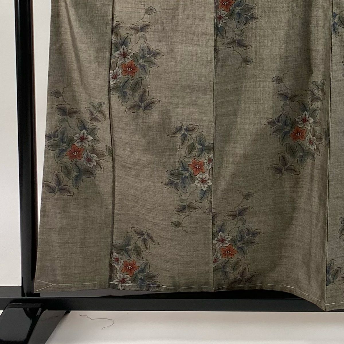 【美品】 紬織 身長159cm 袖長64cm M 雙層 草花紋 茶 純蠶絲 秀品級