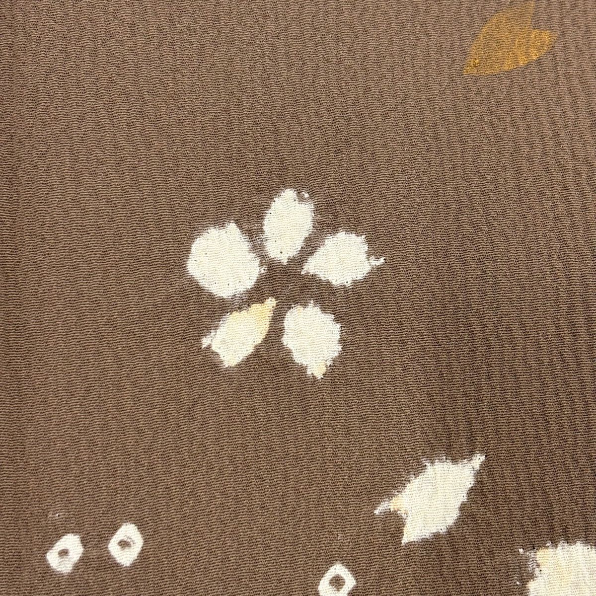 付下 身長161cm 袖長66cm M 雙層櫻櫻花瓣金彩裝飾絞染茶純蠶絲秀品級