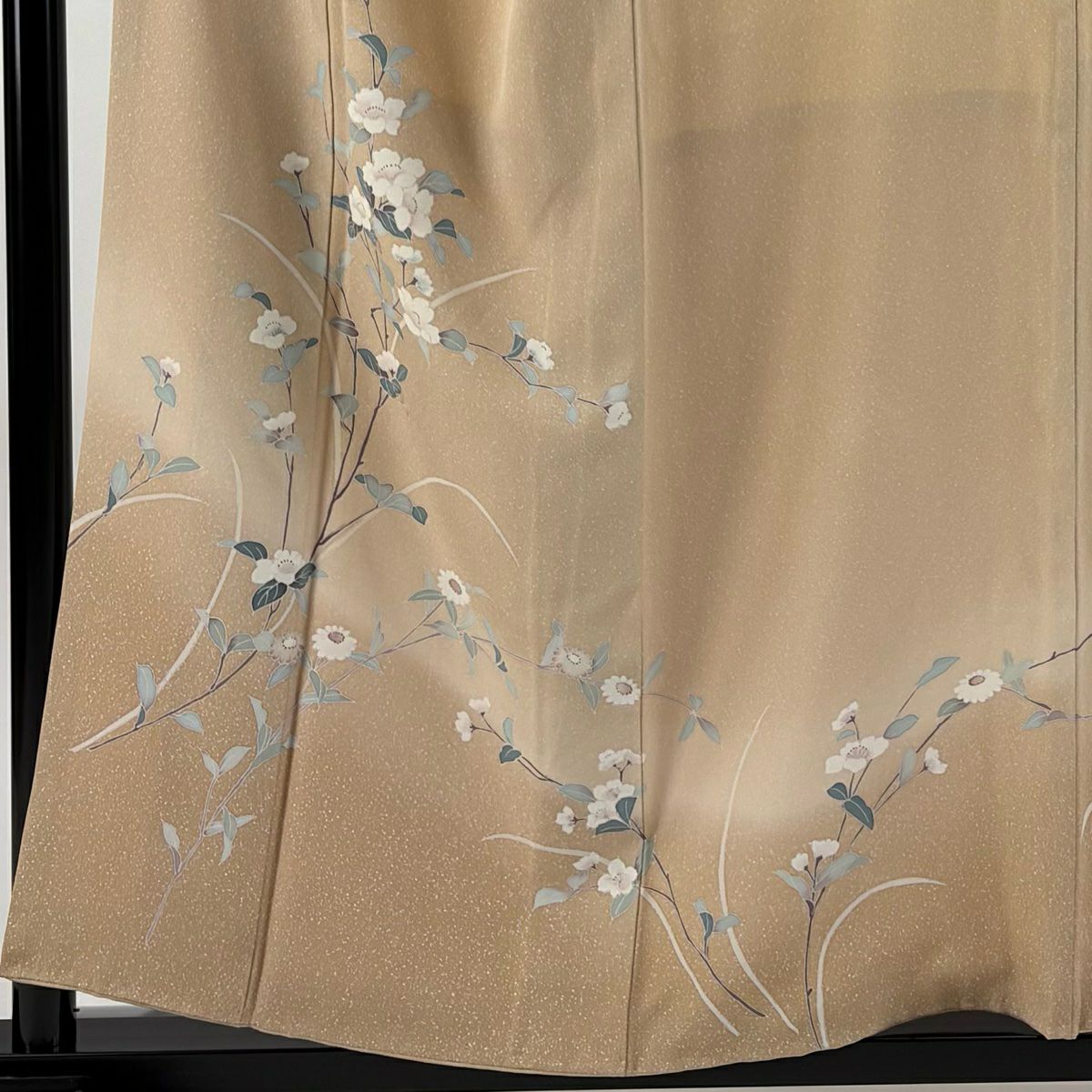 訪問服 身長155.5cm 袖長64cm M 雙層 落款有 草花紋紋 漸變 米色 純蠶絲 優品級 一個紋