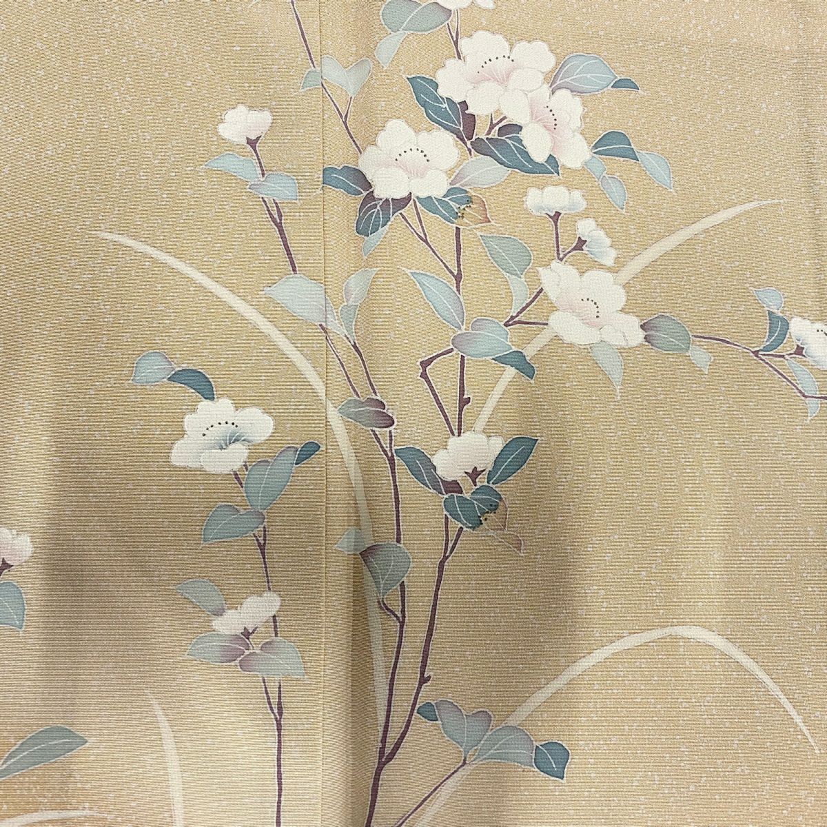 訪問服 身長155.5cm 袖長64cm M 雙層 落款有 草花紋紋 漸變 米色 純蠶絲 優品級 一個紋