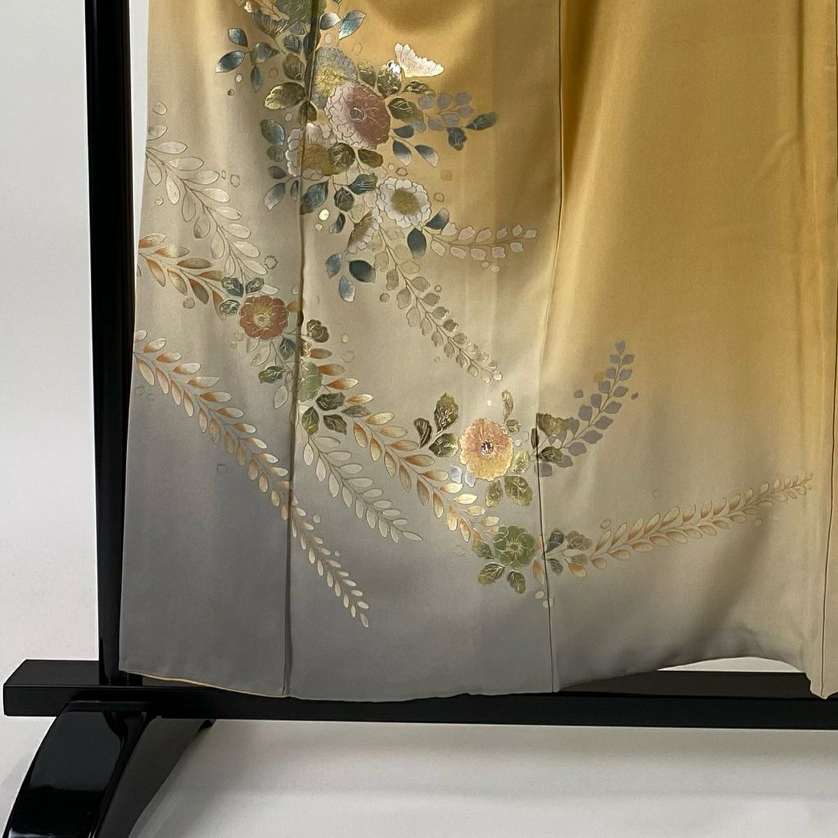 付下 身長155.5cm 袖長64.5cm M 雙層 辻花染 螺鈿 金銀彩 淺橙 純蠶絲 秀品級 一つ紋
