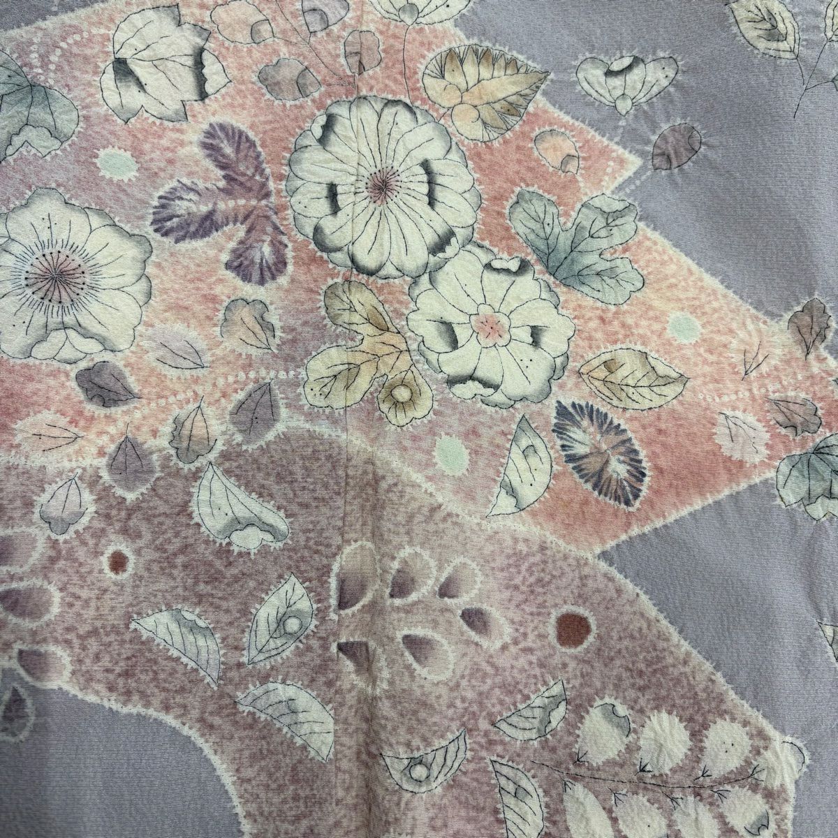 【庫存清倉】訪問服 身長152cm 袖長62.5cm S 雙層 辻花染 霞 灰紫 純蠶絲 名品級