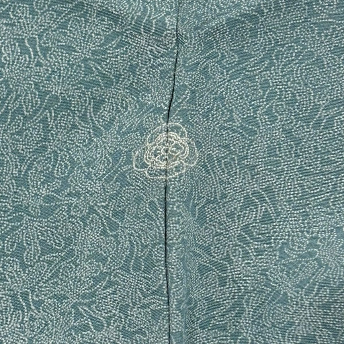【庫存清倉】 【美品】 江戶小紋 身長158.5cm 袖長63.5cm S 雙層 落款 草花紋 青灰 純蠶絲 名品級 一つ紋