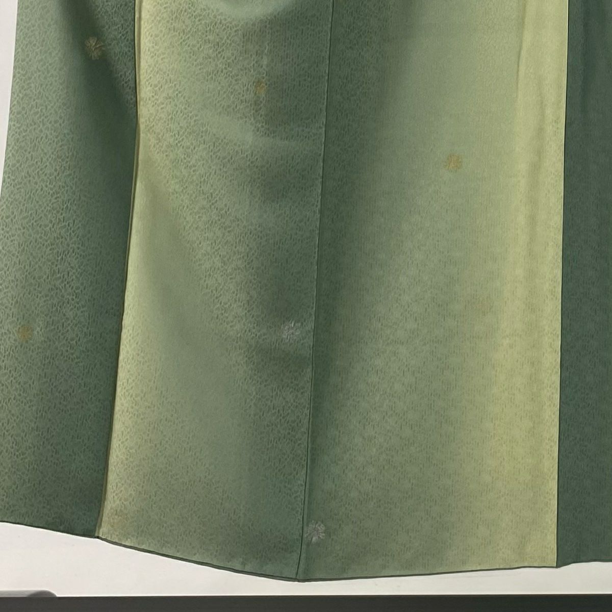 小紋 身長151.5cm 袖長61.5cm S 雙層 花紋 地紋 京金銀彩 漸層 灰綠 純蠶絲 逸品級