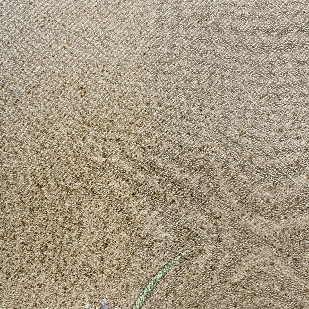 付下 身長159.5cm 袖長66cm M 雙層 短冊 草花紋紋 刺繡 金彩裝飾 淺茶 純蠶絲 秀品級 一つ紋
