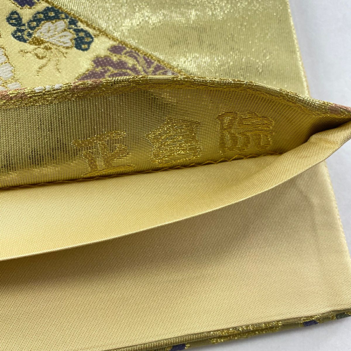 【庫存清倉】 【美品】 袋帶 名品級 華紋 樂器 金絲 金金箔 金色 六通 純蠶絲