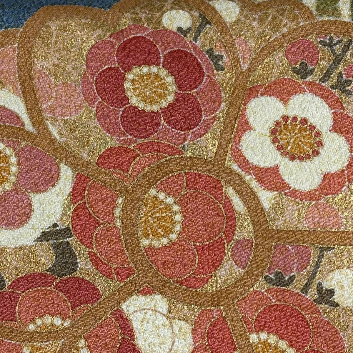 振袖禮服 身長161cm 袖長66.5cm M 雙層 春峰 落款 櫻花 霞 金絲 金銀彩 蓬色 純蠶絲 逸品級