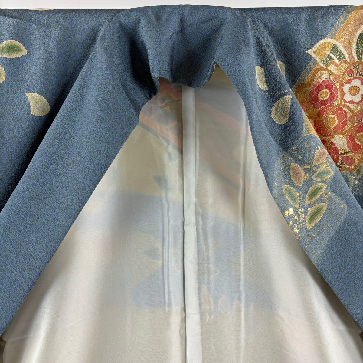 振袖禮服 身長161cm 袖長66.5cm M 雙層 春峰 落款 櫻花 霞 金絲 金銀彩 蓬色 純蠶絲 逸品級