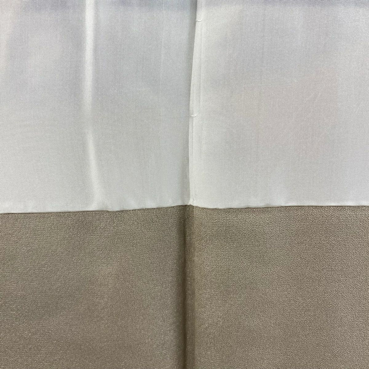 訪問服 身長160cm 袖長64cm M 雙層 翠山工房 落款あり 辻花染 銀通 金銀彩 薄茶 純蠶絲 逸品級