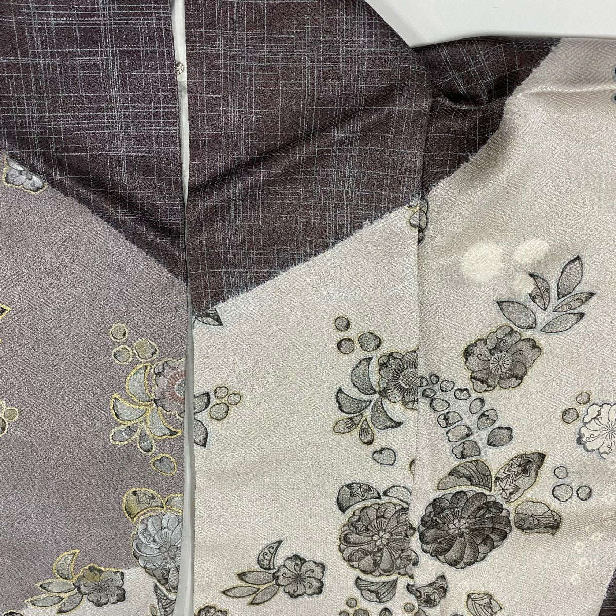 【清倉特賣】訪問服 身長156cm 袖長66cm M 雙層 辻花染 金銀彩 金銀絲 灰紫 純蠶絲 名品級