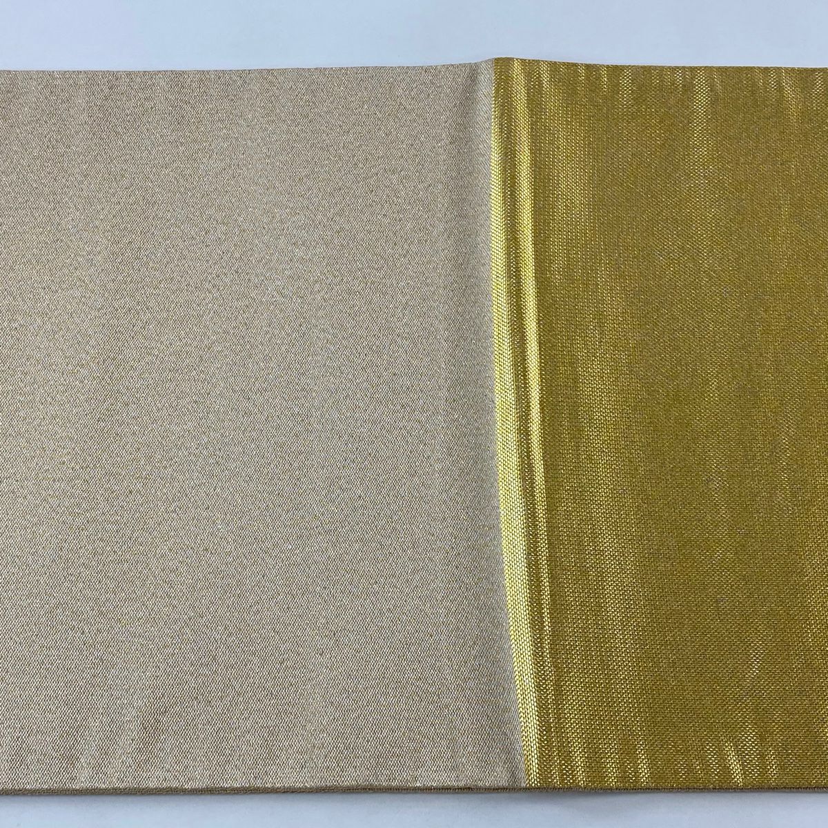 【美品】 袋帶 逸品級 落款 木村間幸 霞 螺鈿金金箔 金線 金色 大鼓圖案 純蠶絲