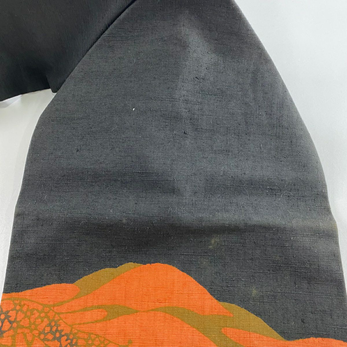 名古屋帶 秀品級 風景 山並 草木手染 黑 純蠶絲