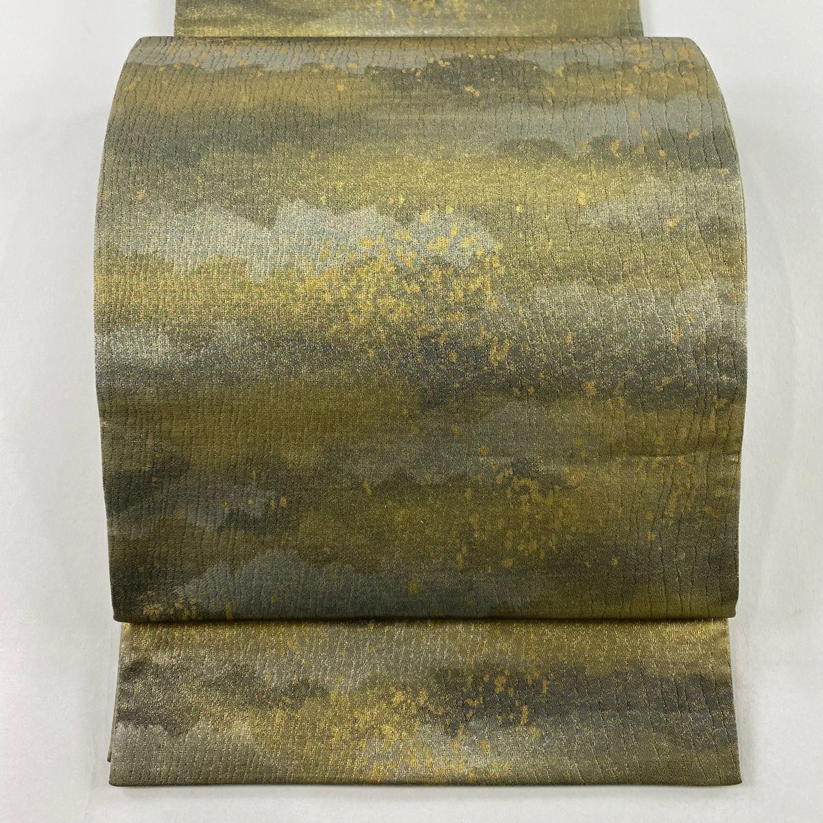 【美品】 袋帶 秀品級 霞 幾何學 金金箔 金絲 蓬色 六通 純蠶絲