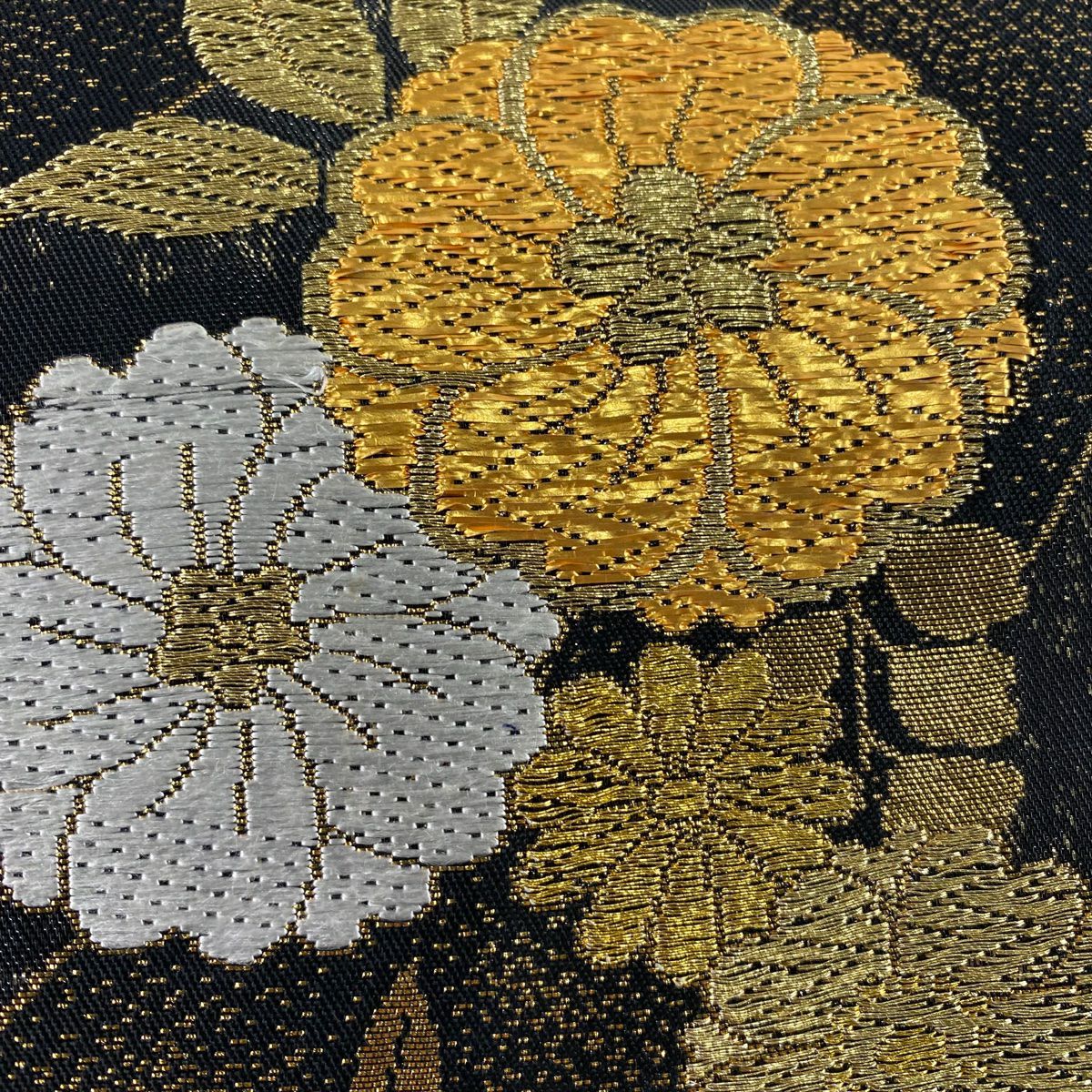袋帶 秀品級 草花紋紋 熨斗紋 金銀絲 唐織 紅黑 六通 純蠶絲