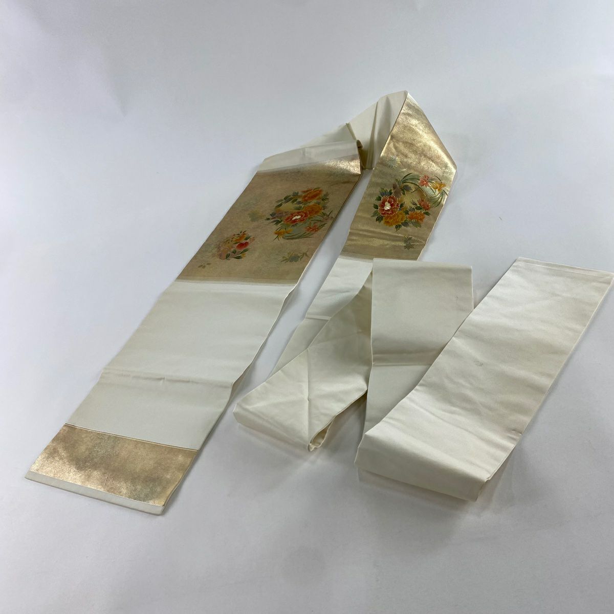 名古屋帶 秀品級 花丸紋 草花紋紋 螺鈿 金銀彩 金純蠶絲