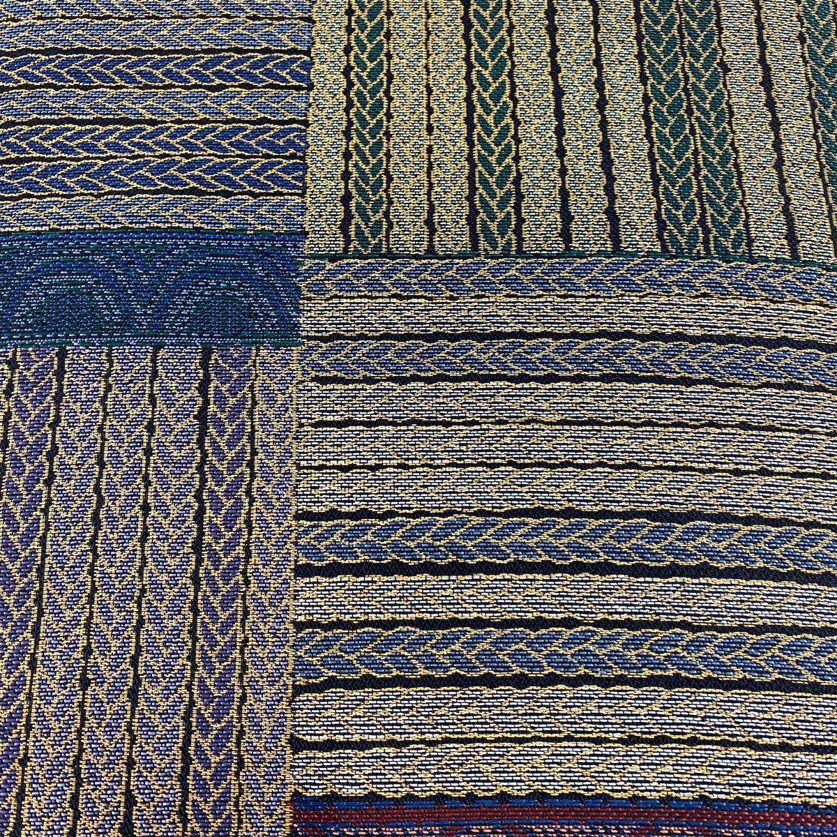 【美品】 袋帶 秀品級 幾何學 黑 六通 純蠶絲