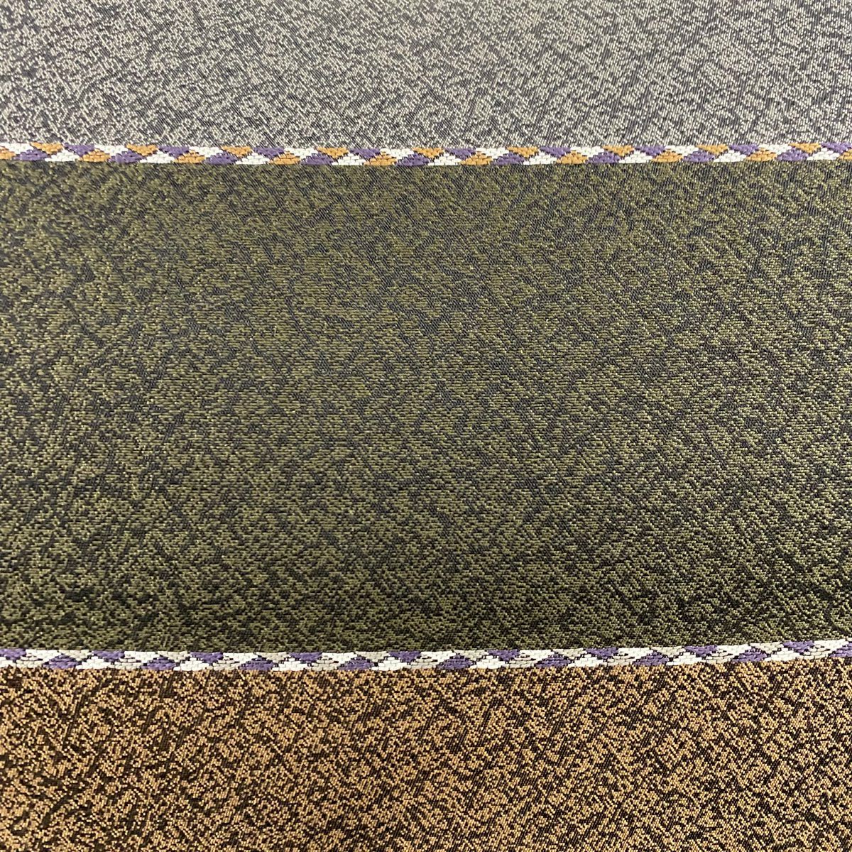 【美品】 袋帶 秀品級 縞 茶紫 全通 純蠶絲