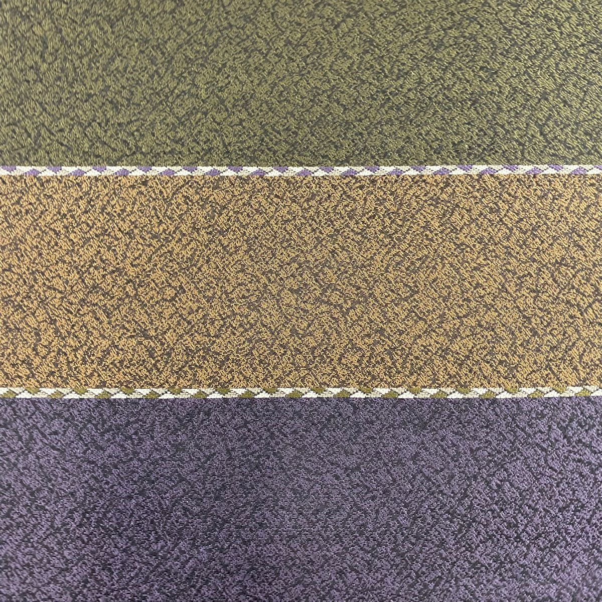 【美品】 袋帶 秀品級 縞 茶紫 全通 純蠶絲