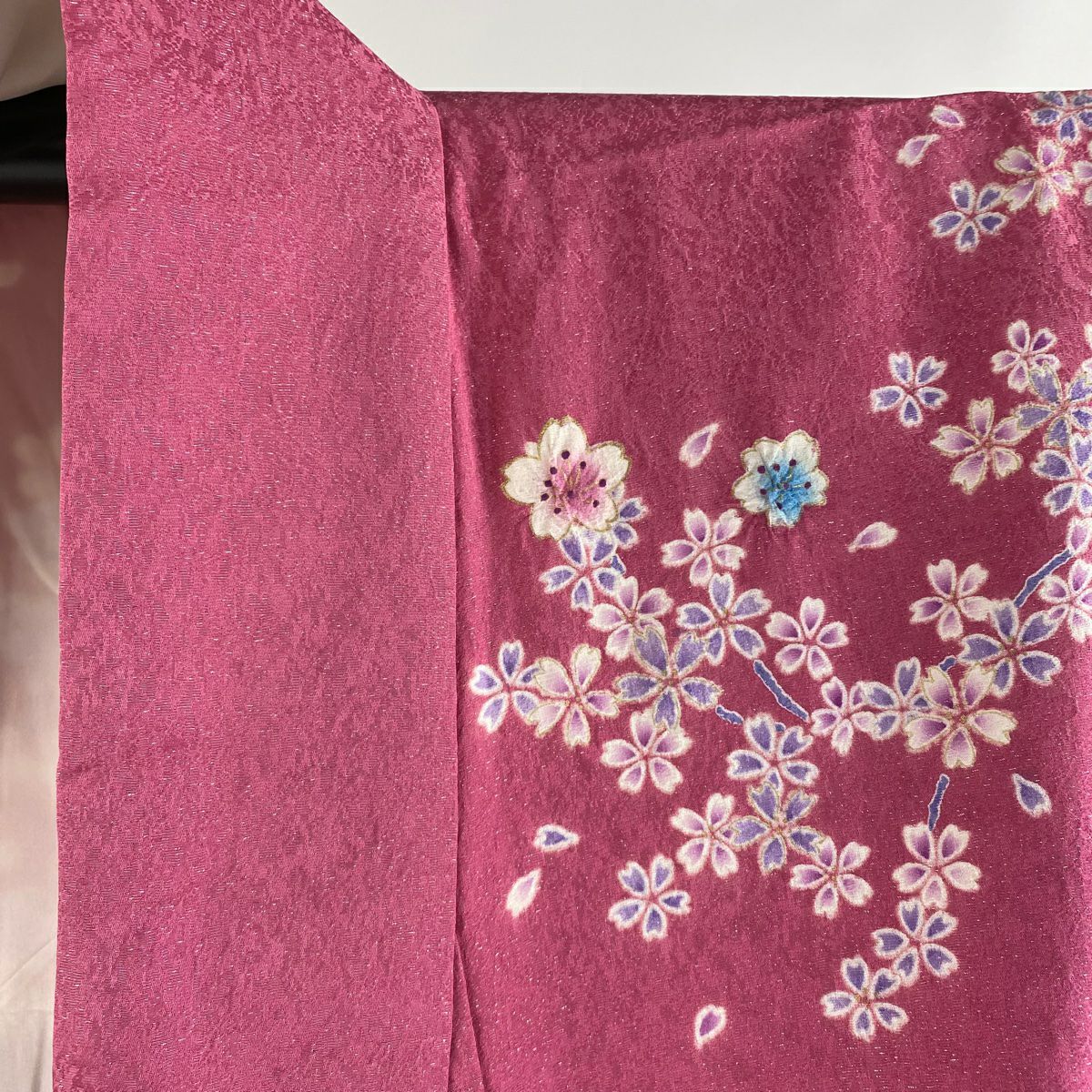 【美品】振袖禮服 身長160cm 袖長66cm M 雙層 有落款 櫻花 流水 金銀彩 絞染 粉紅 純蠶絲 逸品級