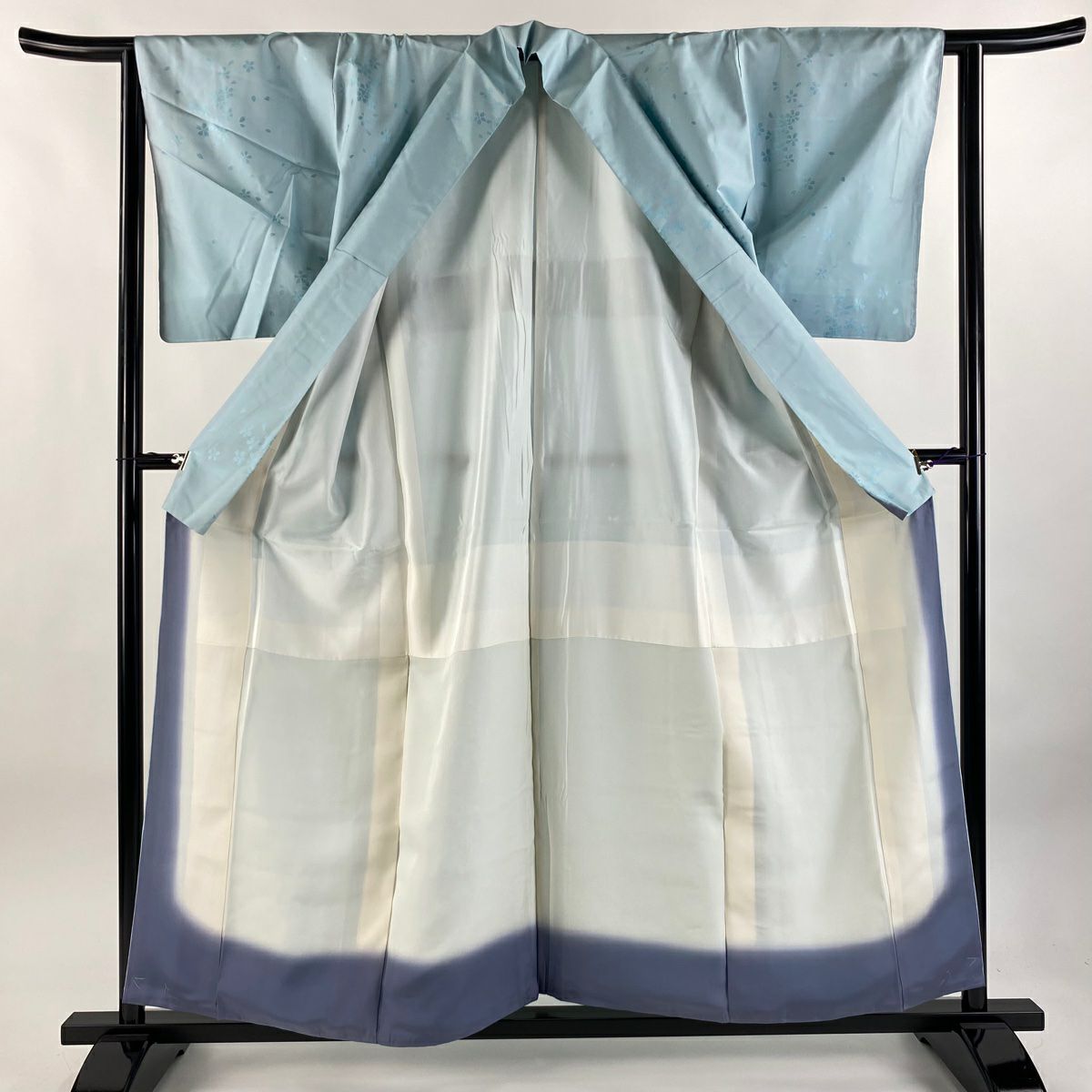 小紋 身長157cm 袖長62.5cm S 雙層 紬織織 薰衣草 櫻花花瓣 水藍 純蠶絲 逸品級