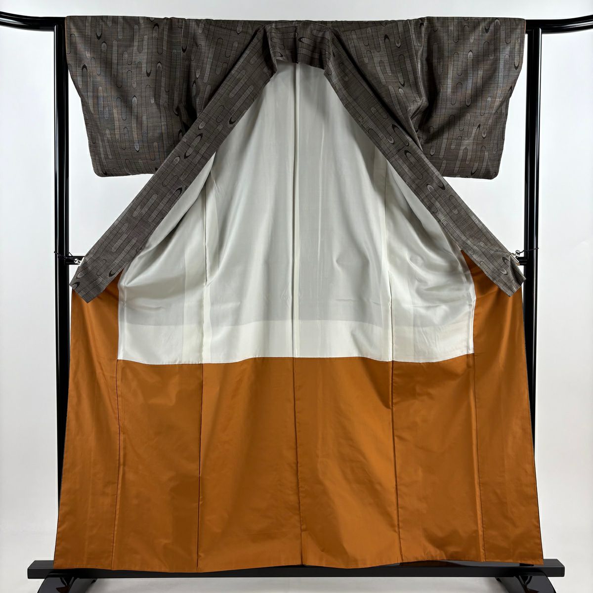 【美品】 紬織 身長160cm 袖長62cm S 雙層 壺垂 焦茶 純蠶絲 秀品級