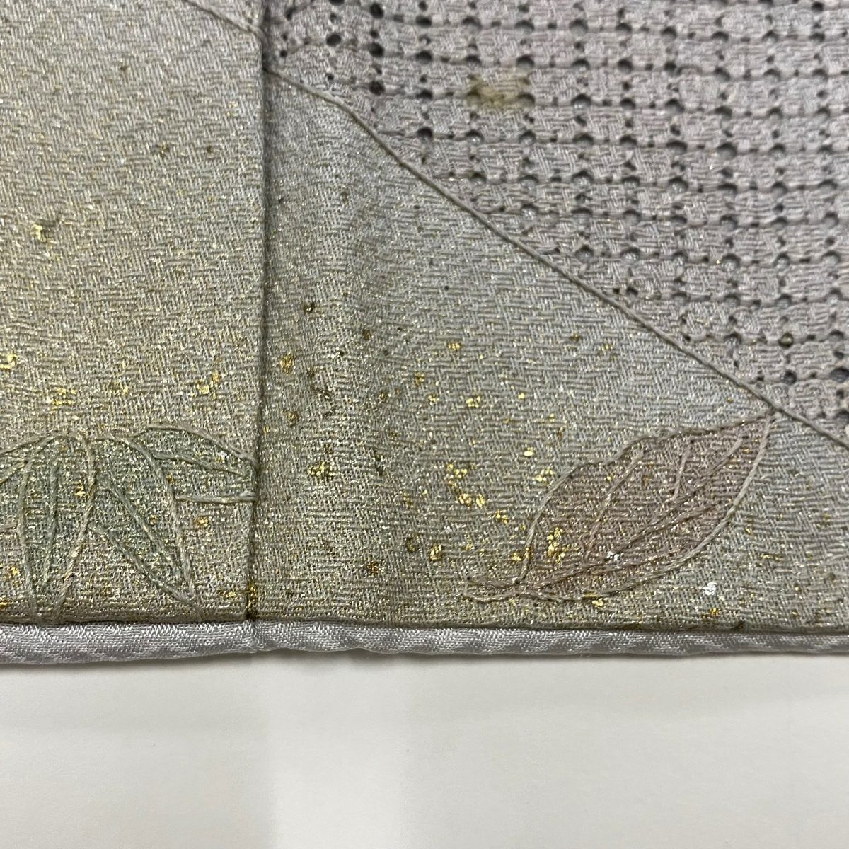 付下 身長158cm 袖長63.5cm S 雙層 菊花 流水 刺繡 金銀彩 灰紫 純蠶絲 秀品級