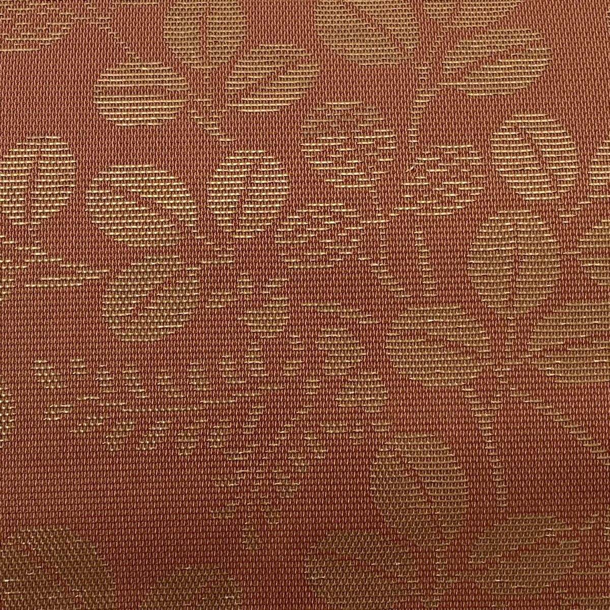 【美品】名古屋帶 優品級 夏帶 絽 萩 金金箔 薄茶 純蠶絲