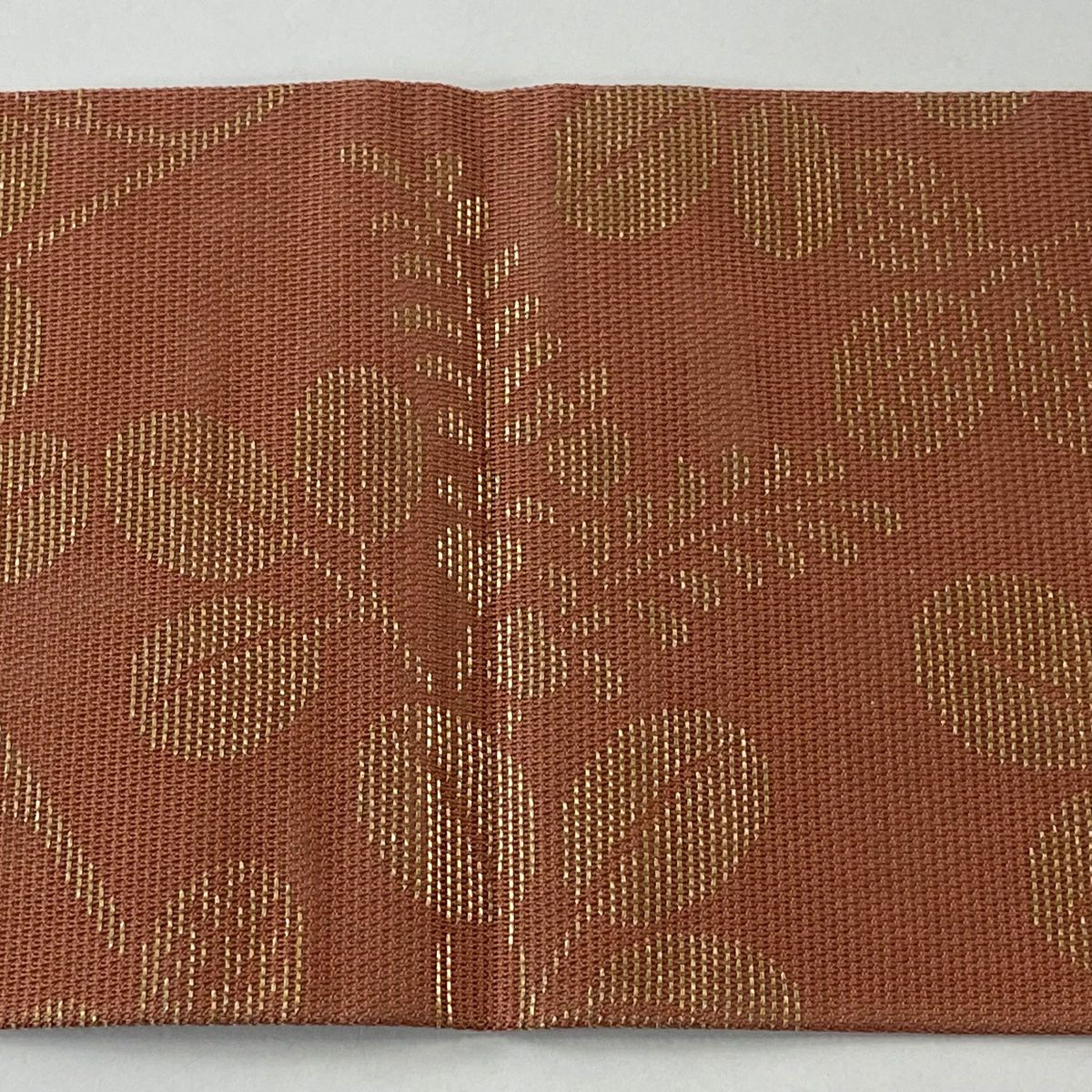 【美品】名古屋帶 優品級 夏帶 絽 萩 金金箔 薄茶 純蠶絲