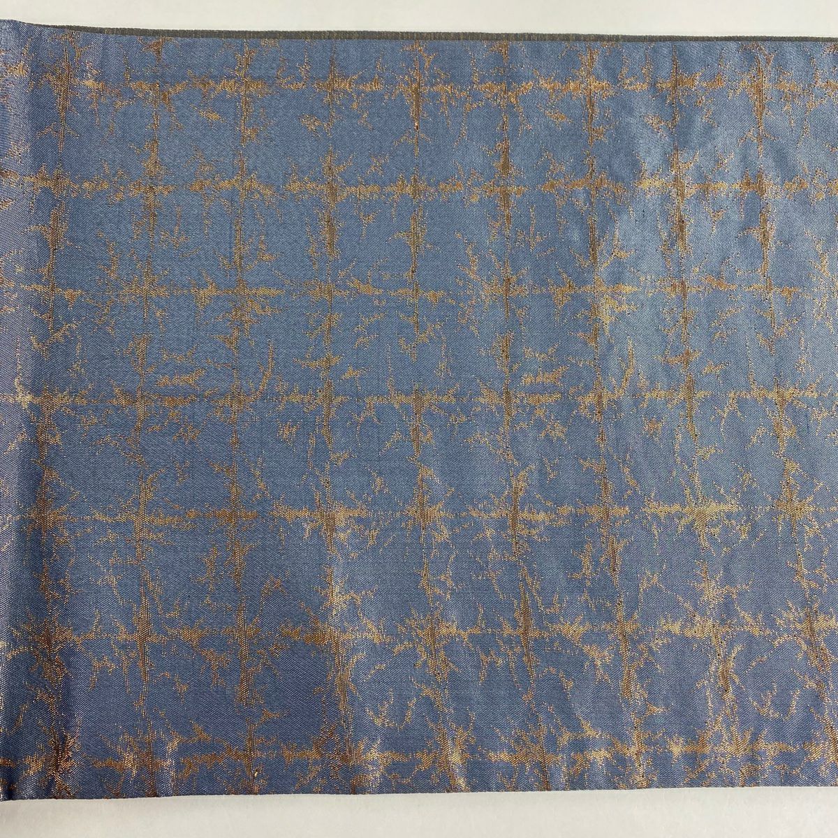 【庫存清倉】 袋帶 名品級 附落款 辻花染 金通 青灰 深藍色 正蠶絲