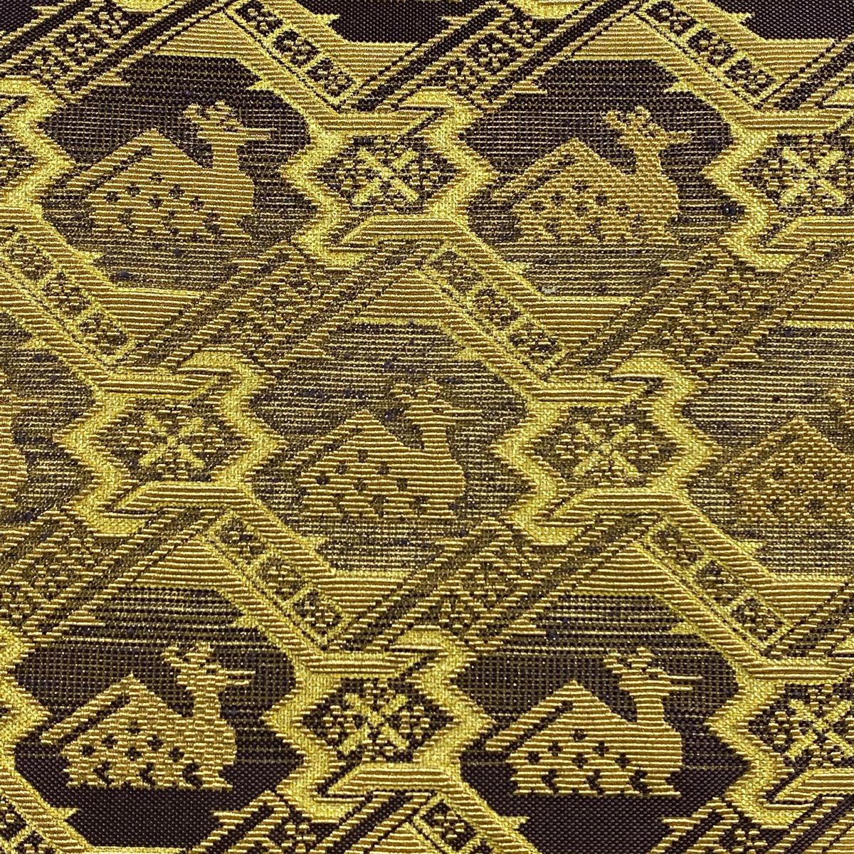 【庫存清倉】 【美品】 袋帶 名品級 有栖川文 金華山織 金金箔 金色 全通 純蠶絲