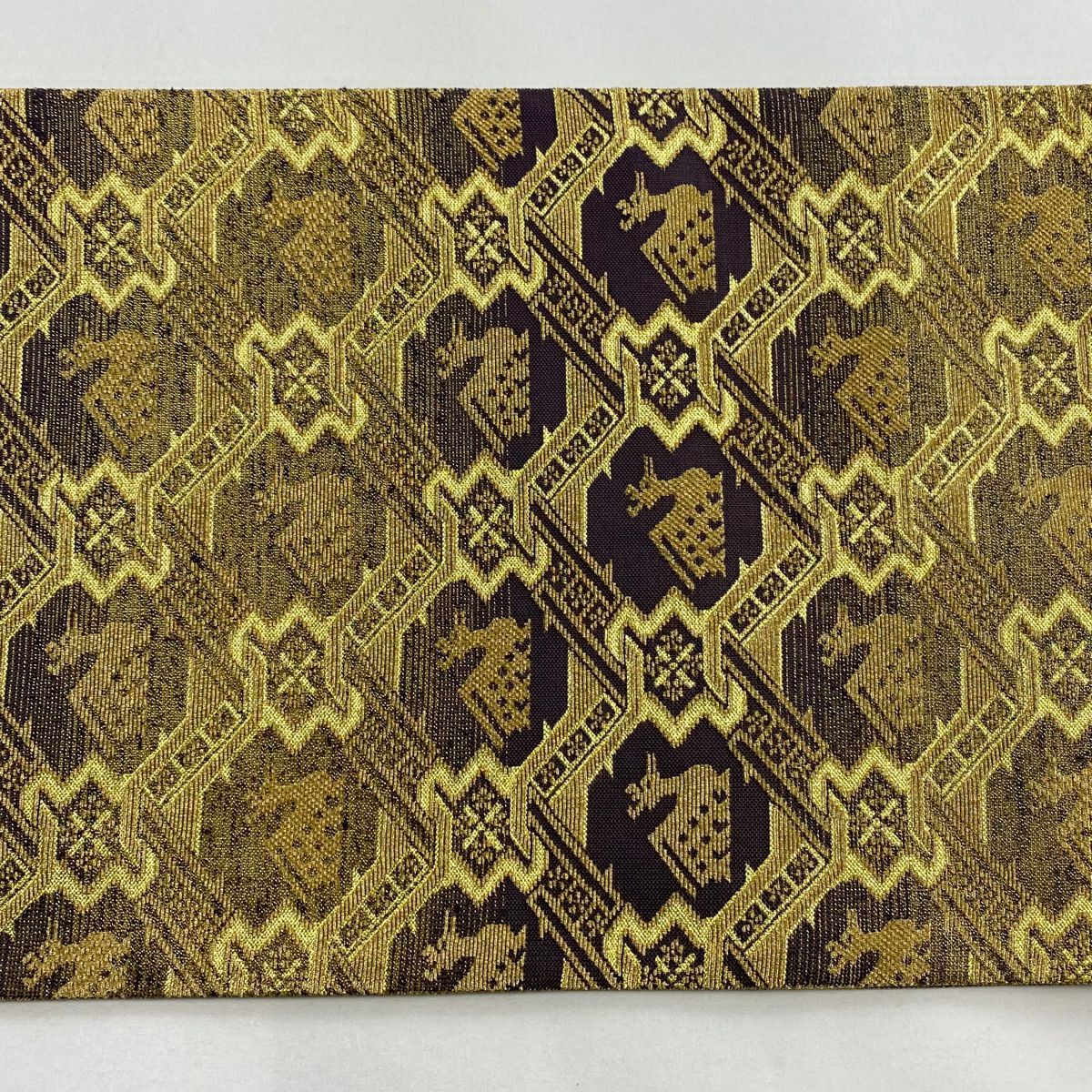 【庫存清倉】 【美品】 袋帶 名品級 有栖川文 金華山織 金金箔 金色 全通 純蠶絲