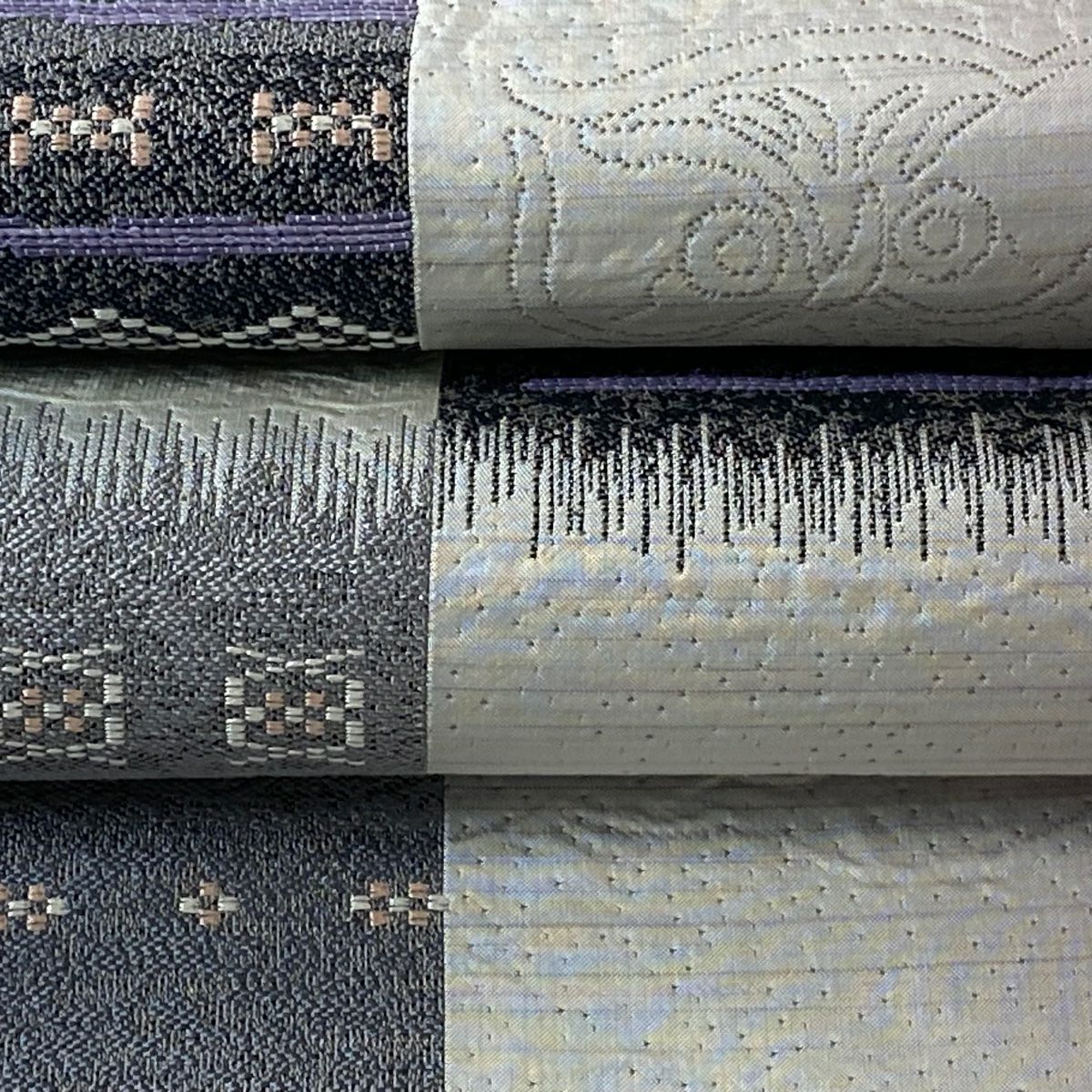 【美品】 袋帶 逸品級 大和 貓頭鷹 兔子 耳鴞 青灰色 大鼓圖案 純蠶絲