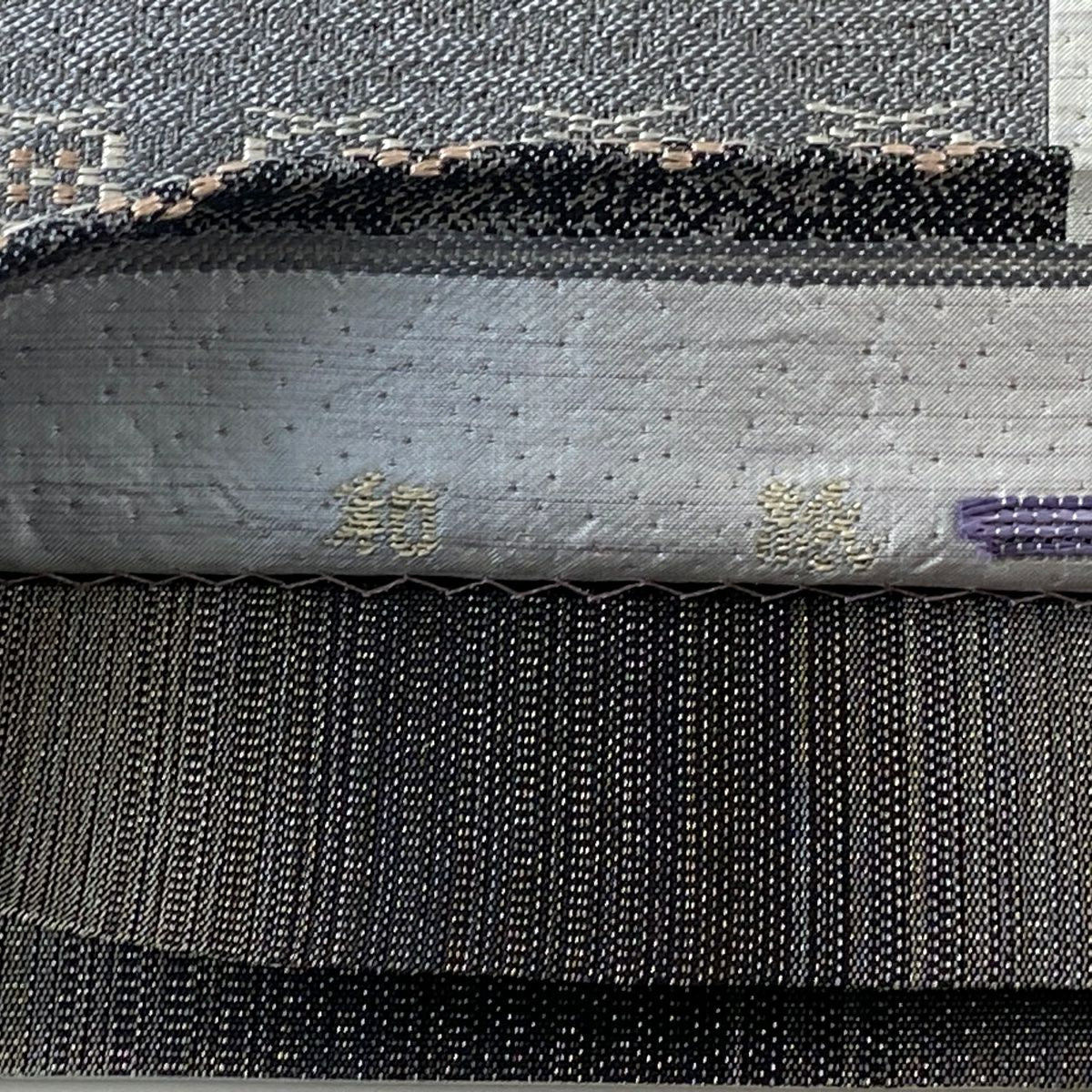 【美品】 袋帶 逸品級 大和 貓頭鷹 兔子 耳鴞 青灰色 大鼓圖案 純蠶絲