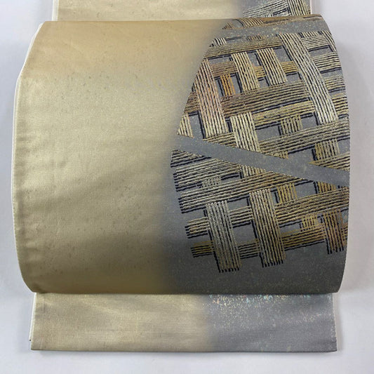 袋帶 秀品級 幾何圖案 金銀彩 金色 大鼓圖案 純蠶絲