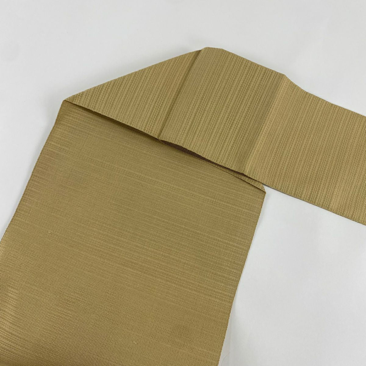 【美品】名古屋帶 優品級 八寸名古屋帶 松樹葉仕立 幾何圖案 金線 淺茶 純蠶絲