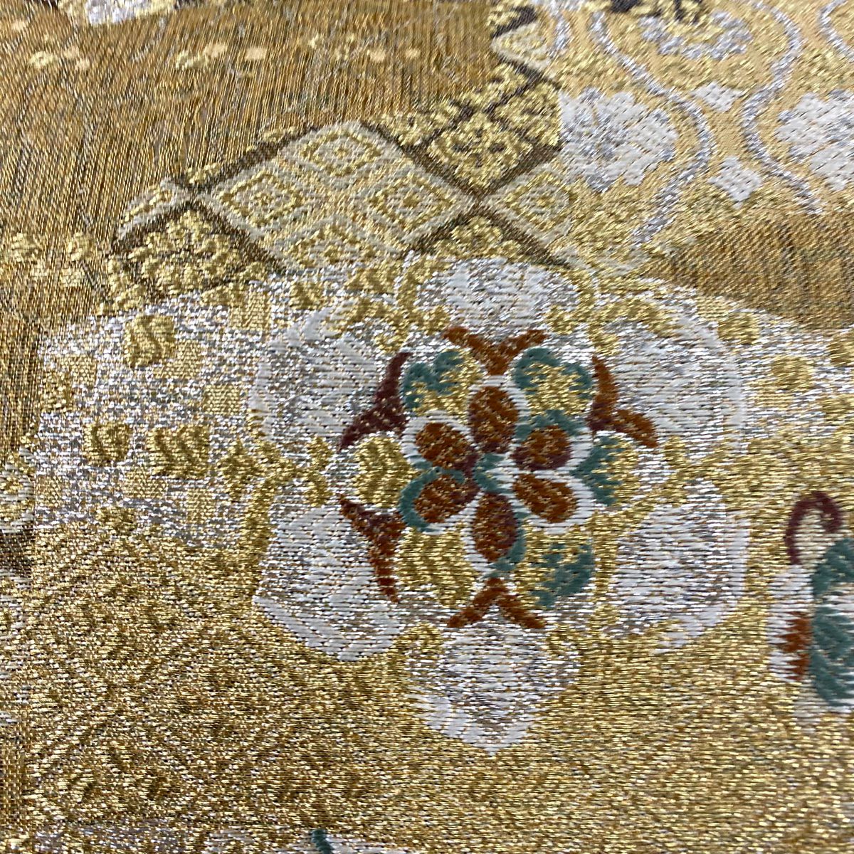 【美品】 袋帶 秀品級 冊子 有職紋樣 金銀線 金金箔 金色 六通 純蠶絲