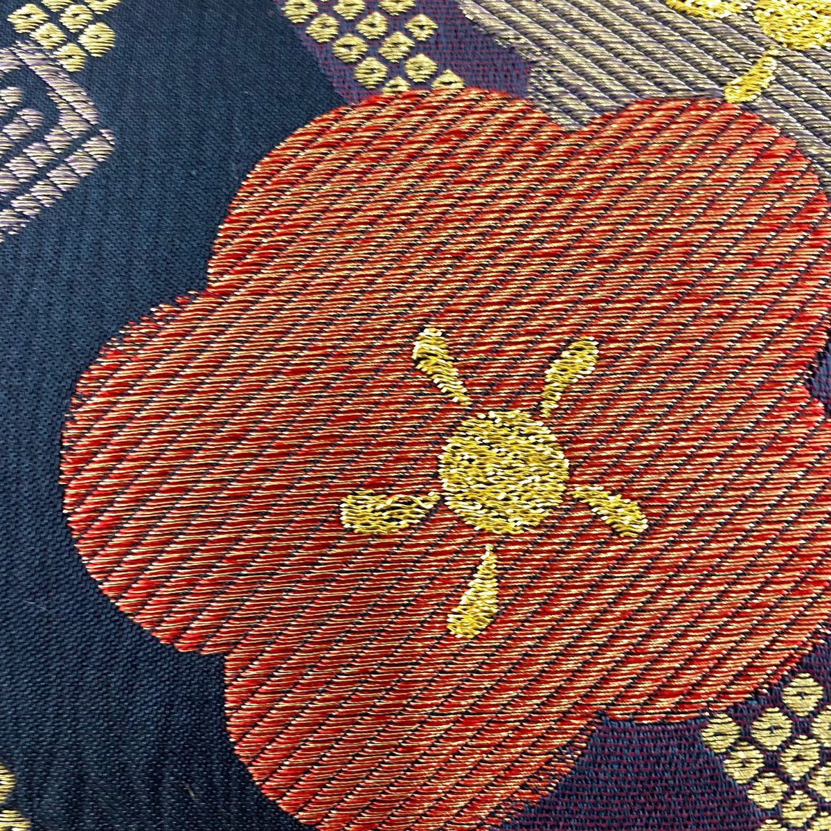 【美品】 袋帶 秀品級 梅花 源氏香 金絲 金金箔 紫 六通 純蠶絲